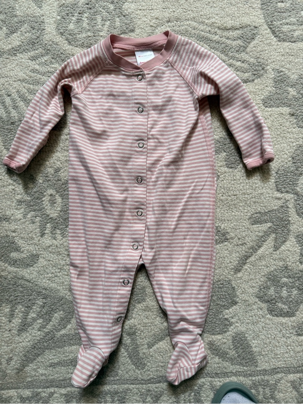 Hanna Andersson Pink and White Striped Footed One-Piece